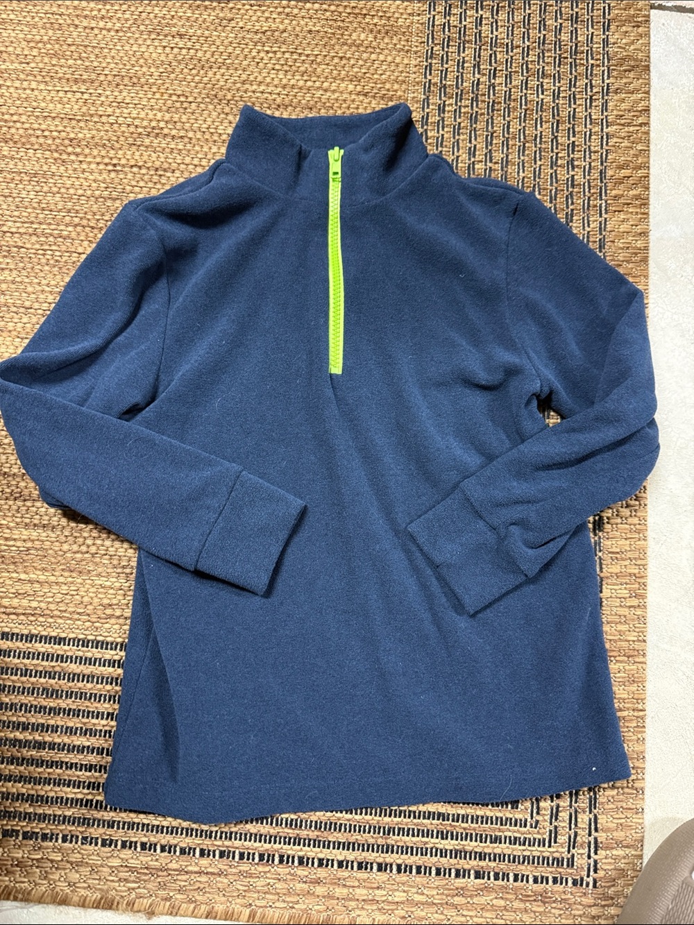 Dudley Stephens Navy Pullover with Neon Green Quarter-Zip